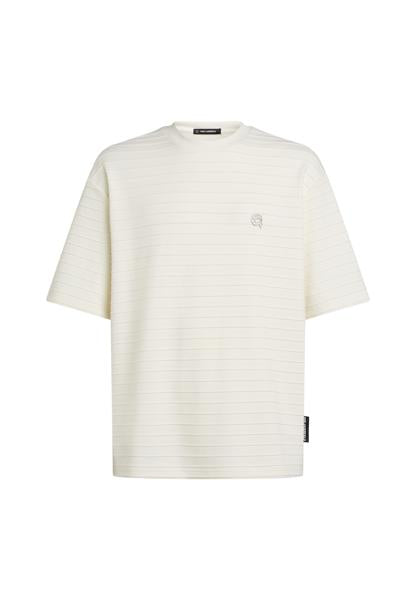 Karl Lagerfeld Ikon Structure Striped T-Shirt Cannoli Cream (B2M17044B09) Men