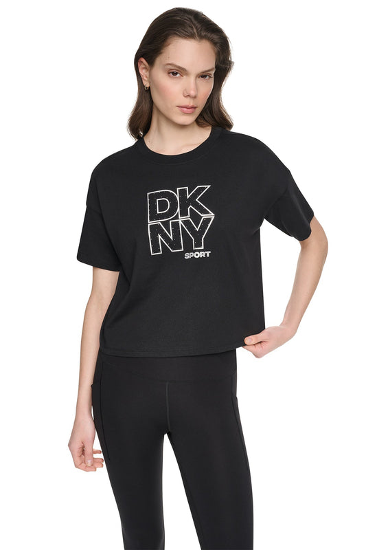 DKNY Stacked Foil Outline Logo Tee (DP6T1878) Women