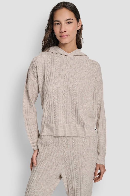 DKNY Cozy Cable Knit Sweater Cortado Heather (DP4R60089C6) Women