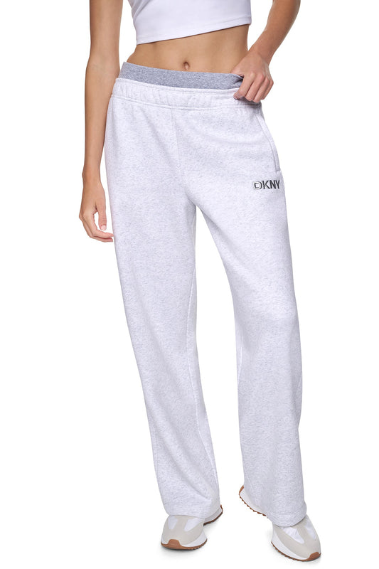 DKNY Metallic Embroidered Logo Joggers Optic Heather/Pearl Grey Heather (DP6P3965OHG) Women