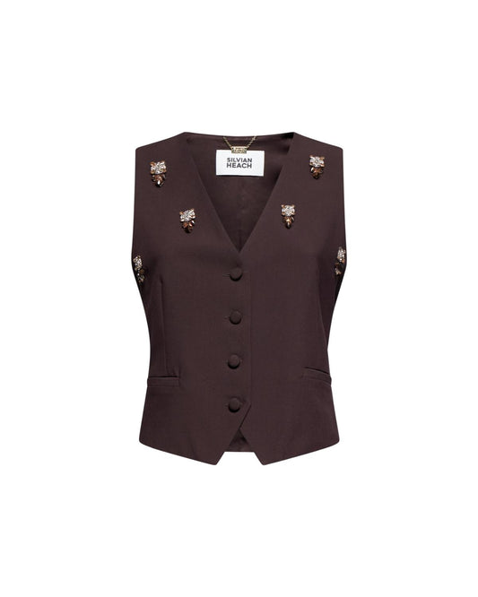 Silvian Heach Gilet Jacket Eladdon Coffee Gr (GPA25056GT) Women