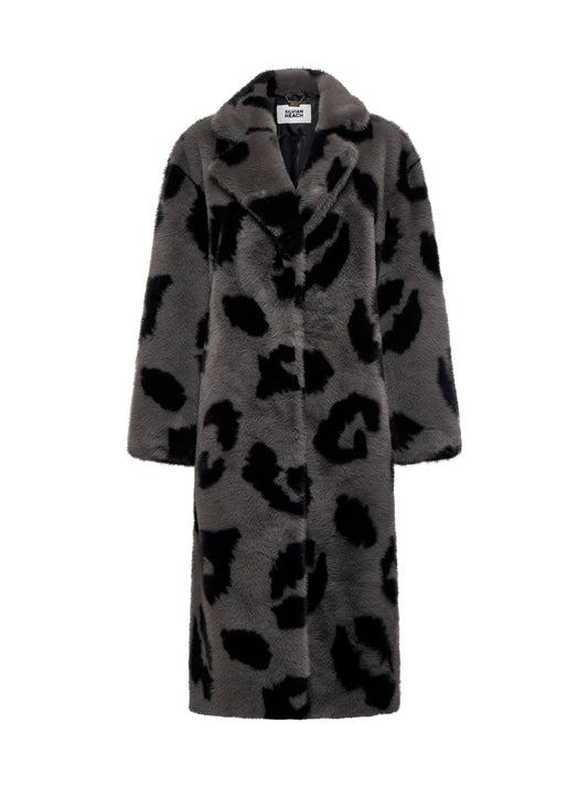 Silvian Heach Long Furcoat Lemos Grey St / Bk (GPA25490PL) Women
