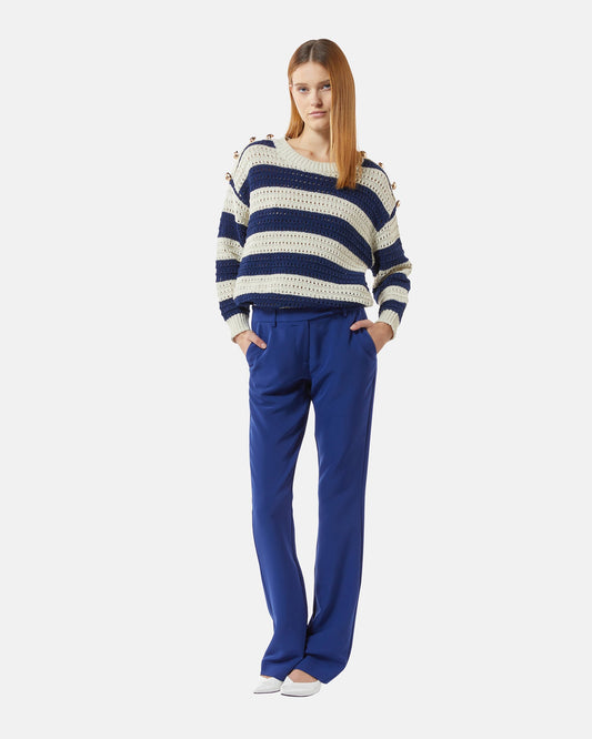 Silvian Heach Sweater Retas Blue Navy / Mlk (GPP25022MA) Women