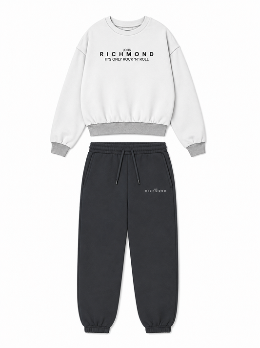 John Richmond Set Sweatshirt+Pants Durosin White / Black (HGA26002CF) Kids