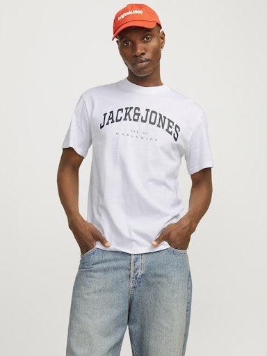 Jack & Jones Essentials JJECALEB VARSITY TEE SS O-NECK NOOS White (12257579-White) Men