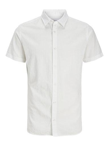 Jack & Jones Plus JJEBREEZE LINEN BLEND SHIRT SS SN PLS White (12269090-White) Men