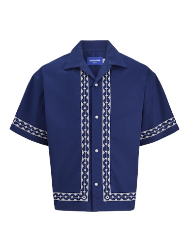 Jack & Jones Originals JORDIA EMB CRINKLE RESORT SHIRT SS Ocean Cavern (12286190-Ocean Cavern) Men