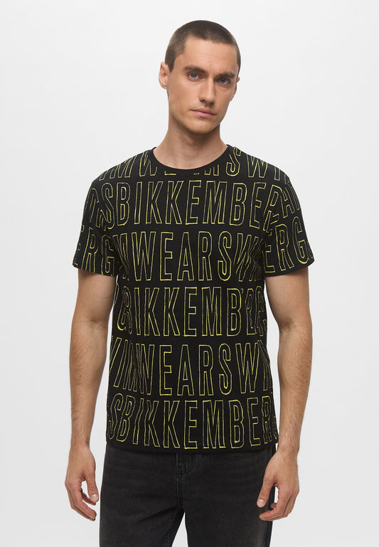 Bikkembergs CREW NECK 
T-SHIRT FREEHAND (BKK25MTS06_BLACK) Men