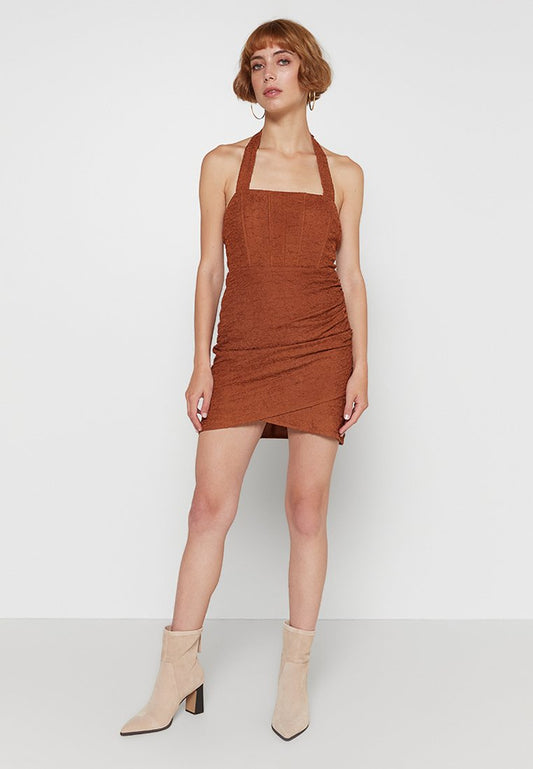 NA-KD Corset Detail Structured Dress-Rust (ZZO20MC47-G00) Women