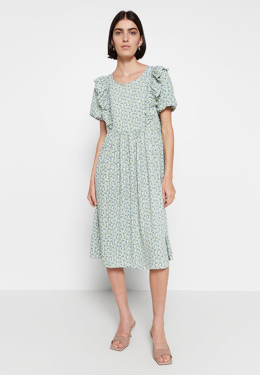 JDYEVELYN S/S FRILL MIDI DRESS WVN LO Women