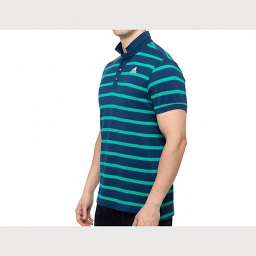 Adidas Striped Navy Green Polo Shirt (EC5352-BLUE_ORANGE), Men