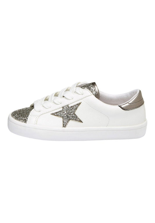 Next Multi Glitter Star Lace-Up Trainers (Older) White (NX313D05H-A11) Kids