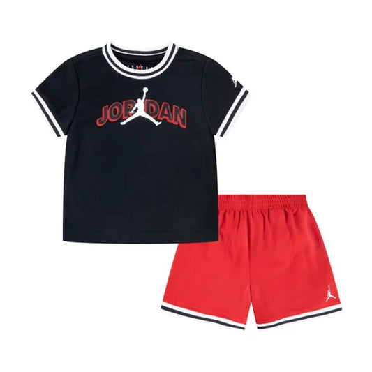 Jordan Short Tracksuit Matching Taping Mesh Gym Red (85D967-R78) Kids