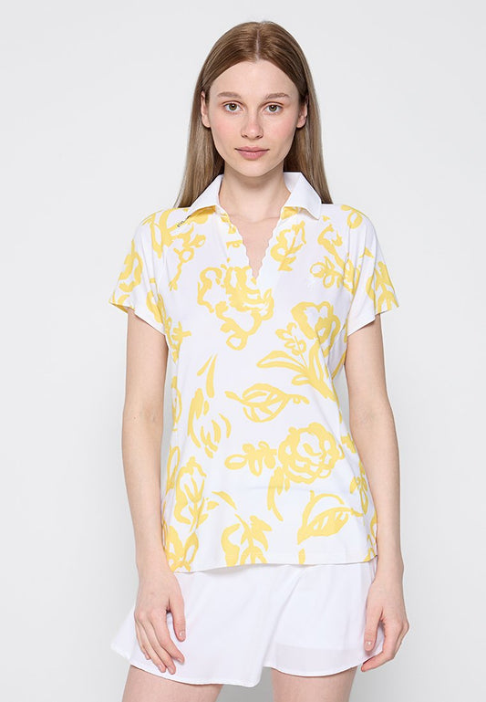 RLX Golf PRINTED LW AIR FLOW SS SCALLOP POLO DB White (ZZO32TW51-T00) Women