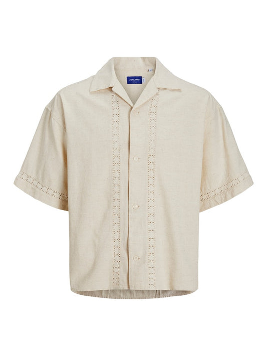 Jack & Jones Originals JORDIA EMB CRINKLE RESORT SHIRT SS Antique White (12286190-AntiqueWhite) Men