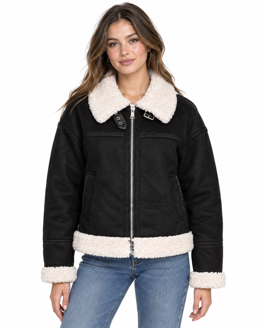 DEBRANDE Women's Jacket Z Shearling BLACK (10783) Women