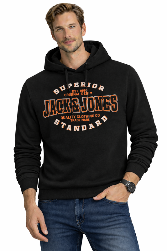 JACK&JONES Sweatshirt With Hood JJELOGO SWEAT HOOD 2 COL 24/25 NOOS 12255617 BLACK (9196) Men