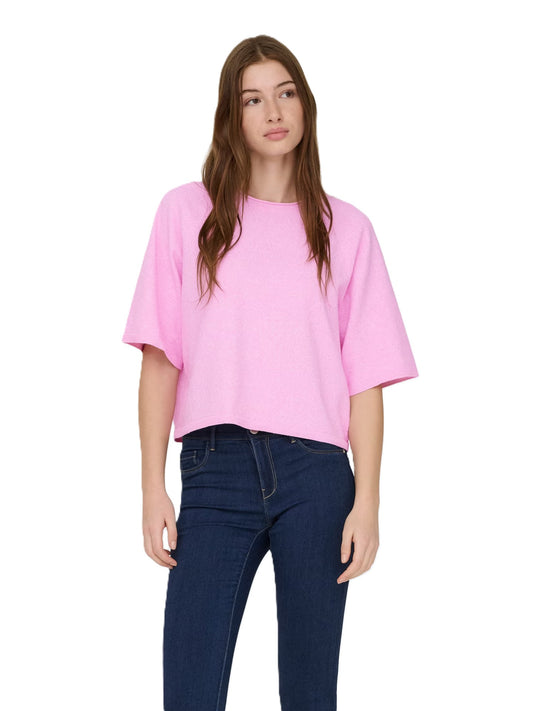 ONLY Sweater ONLLOYAL 2/4 O NECK KN NOOS 15368960 SUPER PINK/MRLANGE (9883) Women