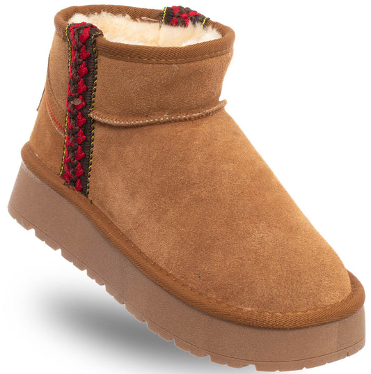 SOLO SOPRANI COUTURE Leather Ankle Boots Women's HOTA SUEDE TRIMMING JEWEL (5985) Women