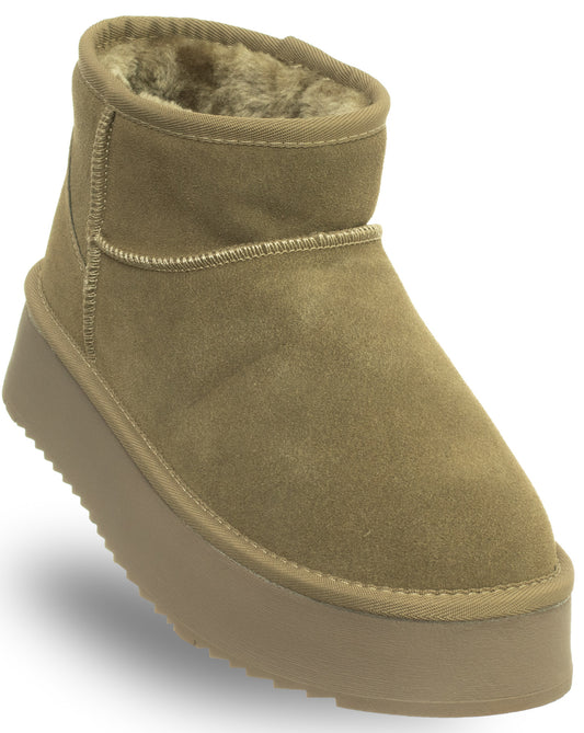 SOLO SOPRANI COUTURE Leather Ankle Boots Women's HUGH PLATFORM GREEN (8010) Women
