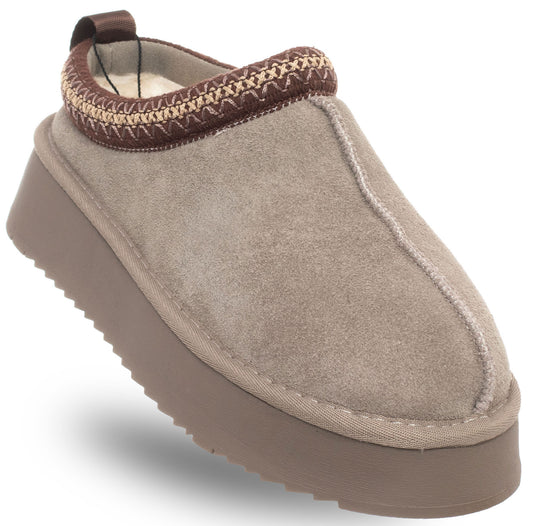 SOLO SOPRANI COUTURE Shoes SSW421P22/52 SABOT FUR HUGH PLATFORM TAUPE (8008) Women
