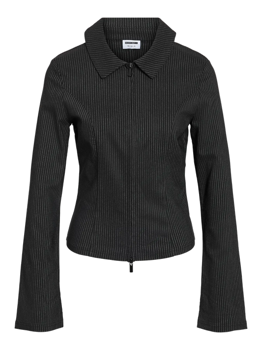 Wayne Striped Long Sleeve Zip Top Black (27035305) Women