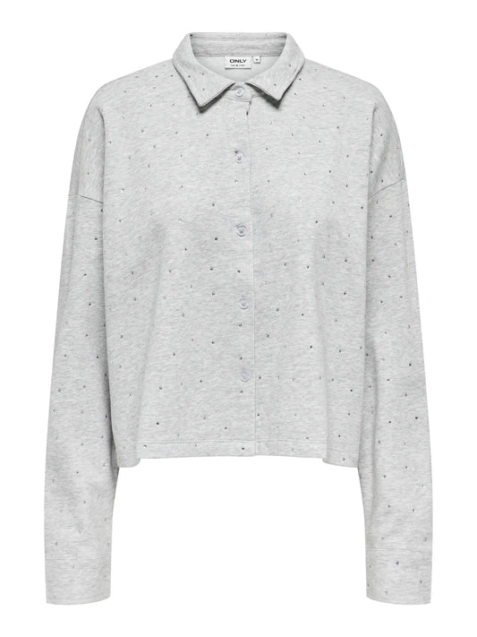 Zenna Long Sleeve Stone Polo Shirt Light Grey Melange (15345894) Women